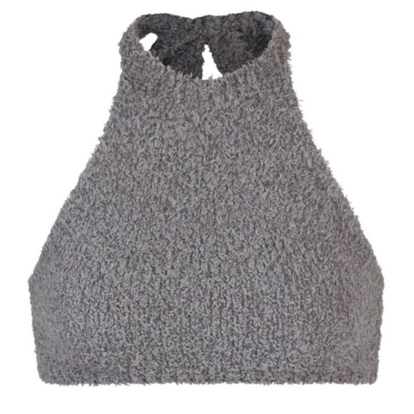 NWT Skims Cozy Halter Top Smoke Gray Large XL Plush Teddy Sherpa Loungewear Soft - Picture 9 of 9